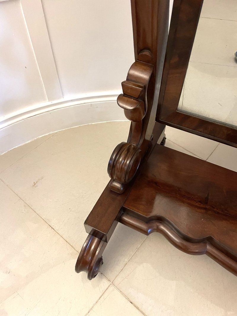 Large Antique Victorian Quality Mahogany Cheval Mirror - Image 7